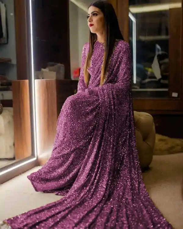 Sabyasachi Pink Color Fancy Thread Sequence Work Party Wear Saree