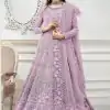 Pleasing Pink Color Butterfly Net With Multi Work Anarkali