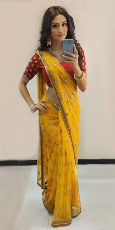 Latest Yellow Color Original Organza With Sequence Work Trendy Saree