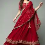 Resplendent Red Color Trendy Sequence Work Ruffle Lehenga Choli
