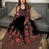 Women's Black Color Full Sequence Diamond Work Party Wear Gown