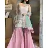 Yankita Kapoor White Pink Color Mirror Embellished Party Wear Sharara Suit