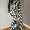 Grand Look Black & White Color Georgette With Digital Printed Saree