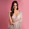 Harnaaz Sandhu In Light Pink Color Party Wear Saree