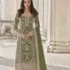 Adorable Green Color Butterfly Net And Embroidery Work Sharara