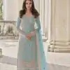 Adorable Sky Blue Color Butterfly Net And Embroidery Work Sharara