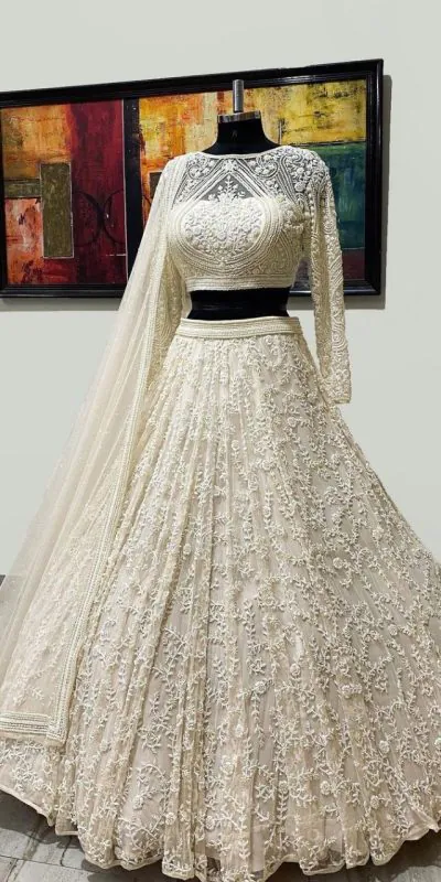 Beautiful White Color Georgette with embroidery Lehenga Choli