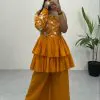 Bombastic Yellow Color Heavy Georgette Embroidery Sequence Work Plazzo Suit