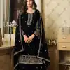 Adorable Black Color Georgette Embroidery Sequence Work Sharara Suit