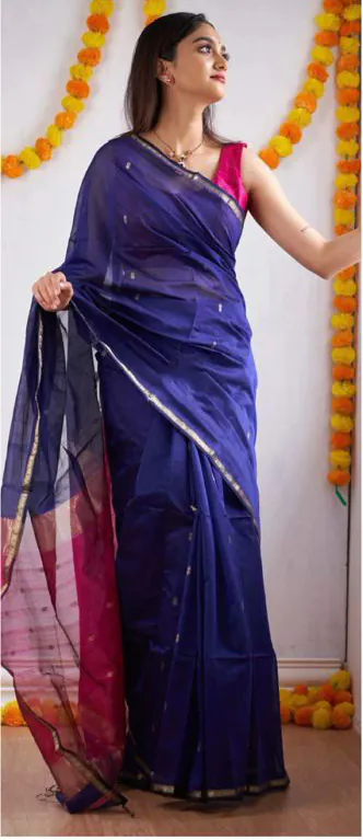 Aesthetically Navy Blue Color Soft Lilan Slab Jacquard Work Saree