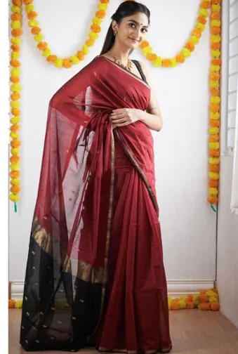 Aesthetically Red Color Soft Lilan Slab Jacquard Work Saree