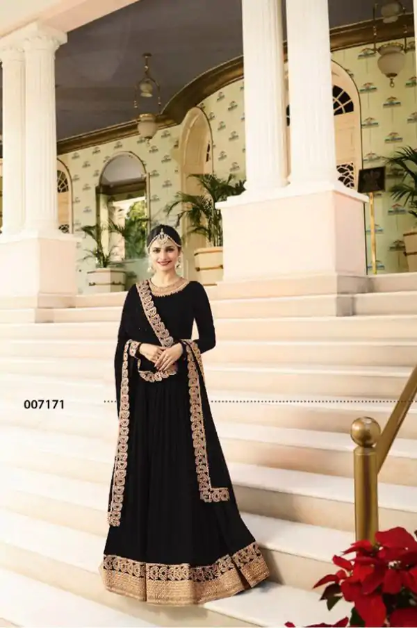 Angel Black Color Georgette Silk Embroidery work Anarkali Suit