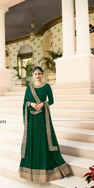 Angel Green Color Georgette Silk Embroidery work Anarkali Suit