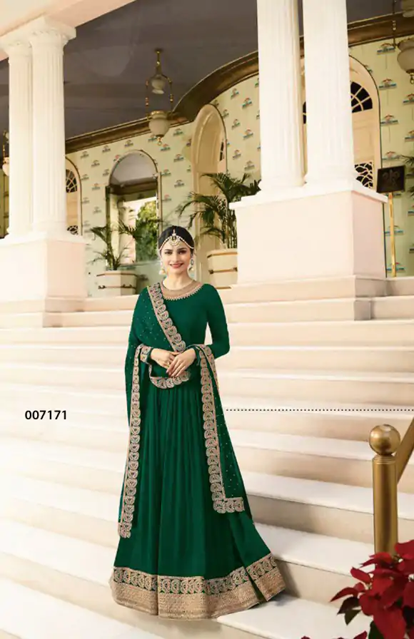 Angel Green Color Georgette Silk Embroidery work Anarkali Suit