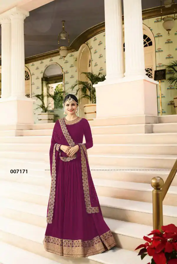 Angel Purple Color Georgette Embroidery work Anarkali Suit