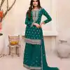 Artful Green Color Heavy Georgette Embroidered Work Sharara Suit