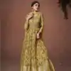 Attractive Green Color Organza Silk With Embroidery And Sequins Work Anarkali Suit