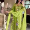 Awesome Green Color Georgette Embroidery Work Salwar Suit