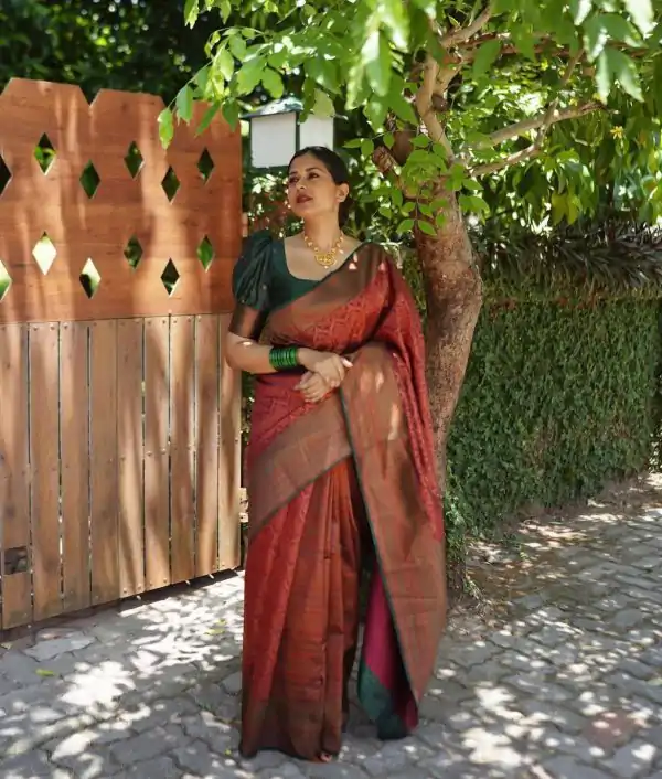 Beautiful Maroon Color Soft Lichi Silk Saree With Ordinary Design Saree