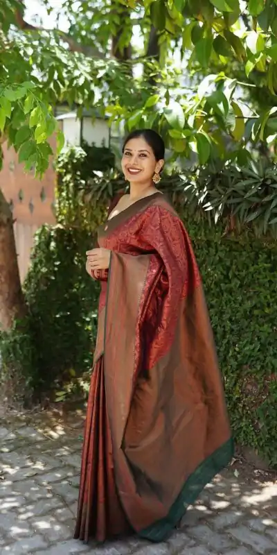 Beautiful Maroon Color Soft Lichi Silk Saree With Ordinary Design Saree
