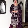 Charming Maroon Color Velvet Heavy Embroidery Work Salwar Suit