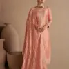Charming Orange Color Sequence Embroidery Stone Work Straight Salwar Suit