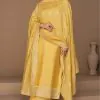 Charming Yellow Color Sequence Embroidery Stone Work Straight Salwar Suit