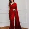 Classic Red Color Georgette Embroidery Sequins Work Saree
