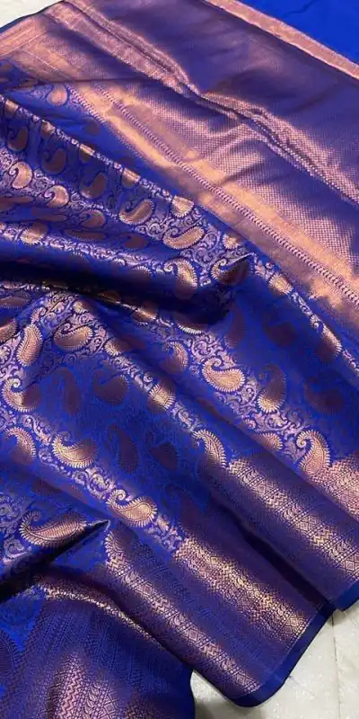 Dazzling Royal Blue Color Soft Lichi Silk Border & Rich Pallu Saree