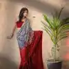 Entrancing Red Color Heavy 60 Gram Georgette Sequins Saree