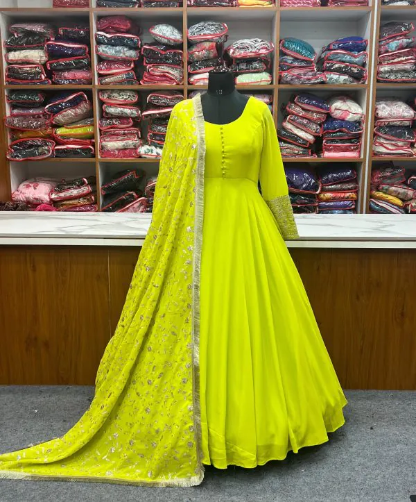 Fashionable Liril Color Pure Soft Faux Georgette Anarkali Suit