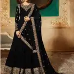 Marvelous Black Georgette Designer Embroidered Anarkali Suit
