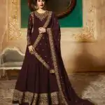 Marvelous Brown Georgette Designer Embroidered Anarkali Suit