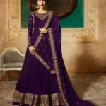 Marvelous Voilet Georgette Designer Embroidered Anarkali Suit