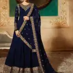 Marvelous Blue Georgette Designer Embroidered Anarkali Suit