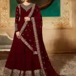 Marvelous Red Georgette Designer Embroidered Anarkali Suit