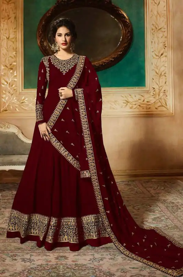 Marvelous Red Georgette Designer Embroidered Anarkali Suit