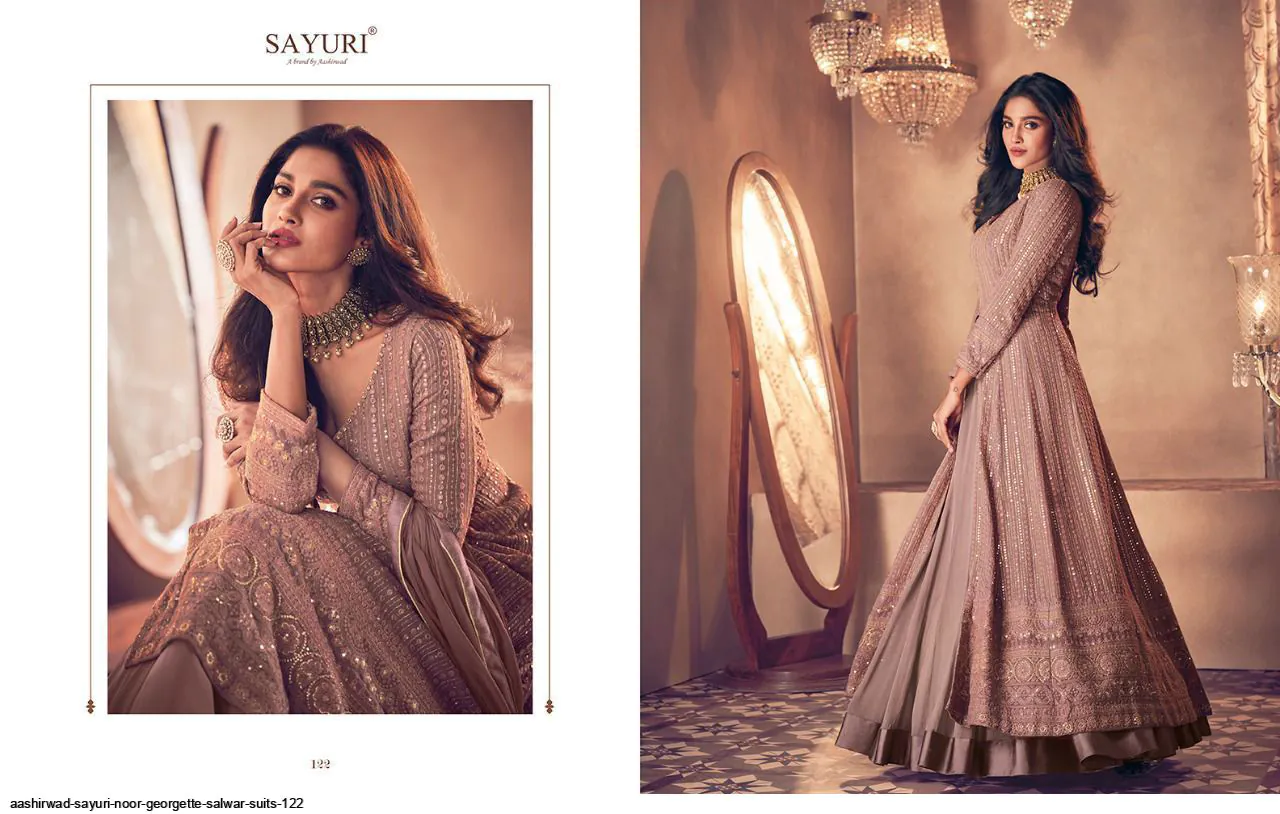Glamorous Brown Color Heavy Georgette with Santoon And Embroidery Designer Work Suit - Image 2