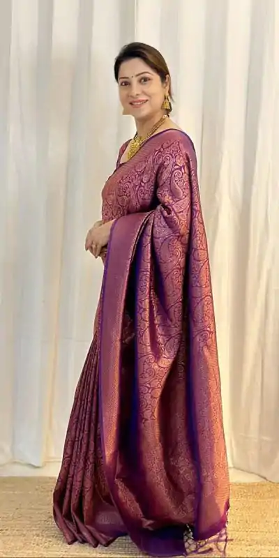 Glamorous Wine Color Rich Pallu & Jacquard Work Kubera pattu saree