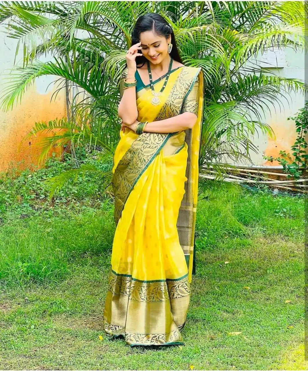 Tejaswini Yellow Color Soft Lichi Silk With Ordinary Design Saree