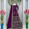 Glorious Wine Color Heavy Georgette Embroidery With Sequence Work Lehenga