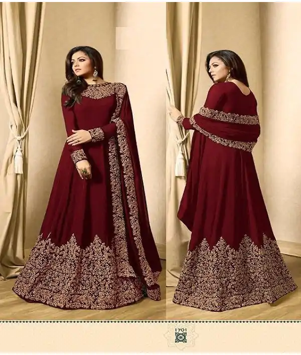Floor Length Anarkali For Women's In Maroon Color With Heavy Georgette