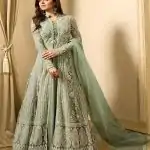 Drashti Dhami Dull Mint Embroidered Net Anarkali Suit Series