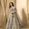 Drashti Dhami Light Grey Embroidered Georgette Net Anarkali Suit