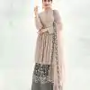 Latest Cream Color Georgette With Embroidery Work Sharara Suit