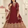 Marvelous Maroon Color Georgette Cording Stone Work Anarkali Suit