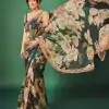 Mesmerizing Green Color Premium Georgette Digital Printed Saree