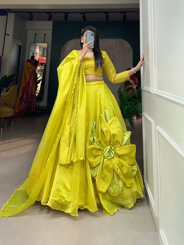 New Exclusive Yellow Color Rajwadi Chanderi Silk Lehenga Choli