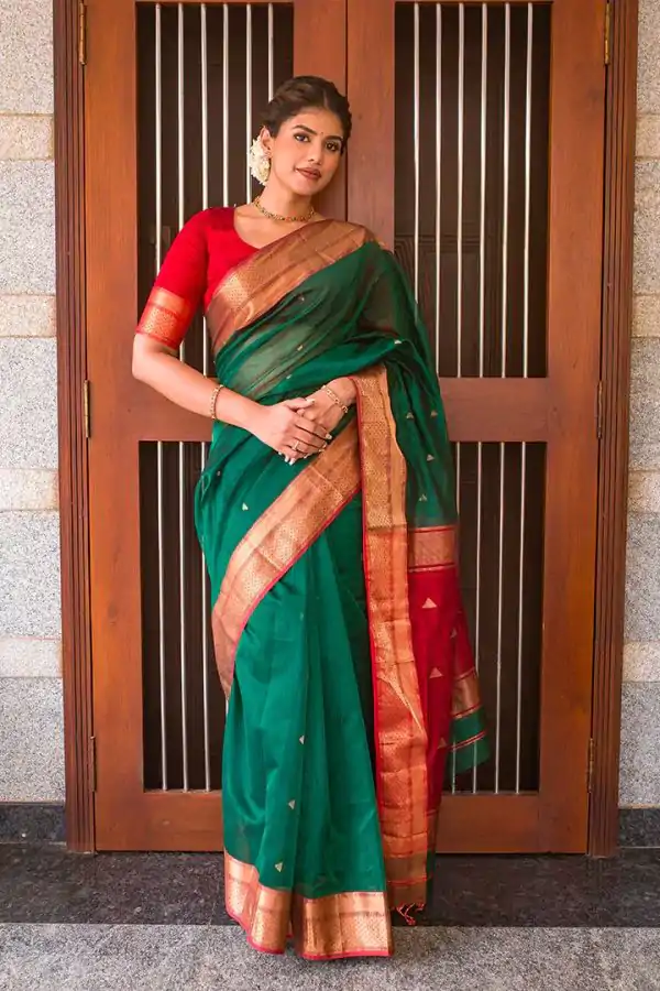 Nice-Looking Green Color Soft Banarasi Lichi Silk Saree