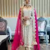 Radiant White Color Georgette Embroidery Sequence Sharara Suit